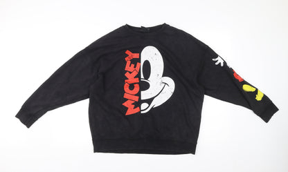 Disney Primark Women’s Black Mickey Mouse XS Sweatshirt Cotton Blend