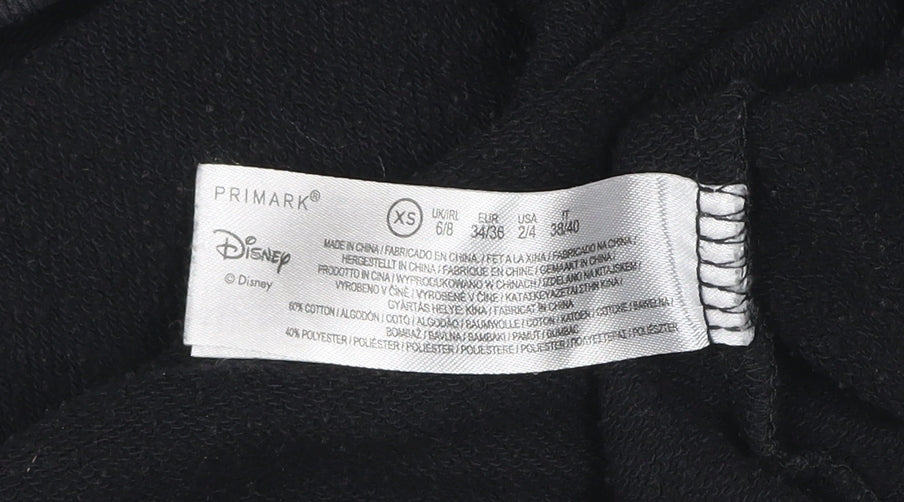 Disney Primark Women’s Black Mickey Mouse XS Sweatshirt Cotton Blend