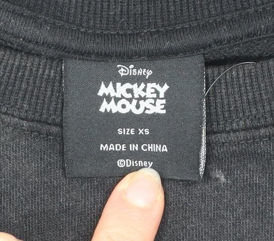 Disney Primark Women’s Black Mickey Mouse XS Sweatshirt Cotton Blend