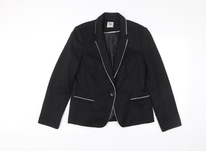 Tu Womens Black Size 14 Blazer Jacket Notch Lapel One Button Workwear