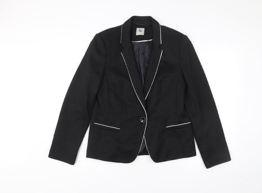 Tu Womens Black Size 14 Blazer Jacket Notch Lapel One Button Workwear