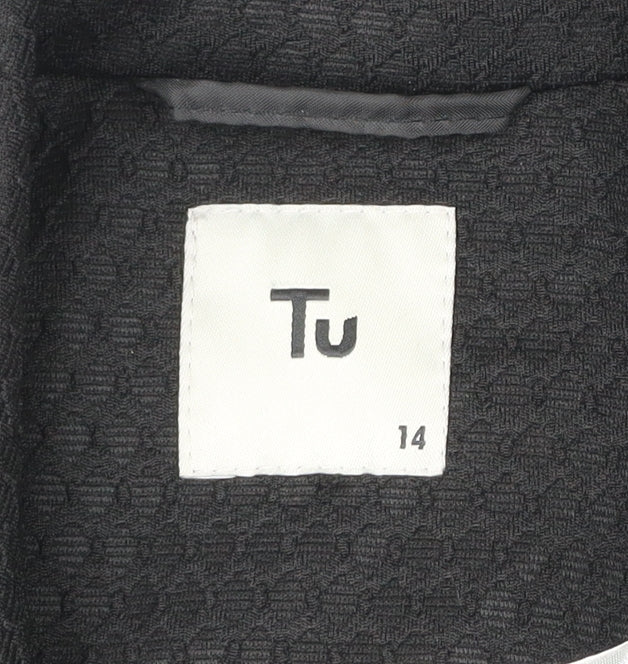 Tu Womens Black Size 14 Blazer Jacket Notch Lapel One Button Workwear