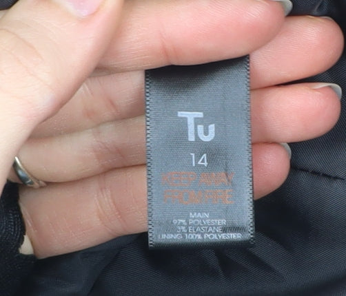 Tu Womens Black Size 14 Blazer Jacket Notch Lapel One Button Workwear