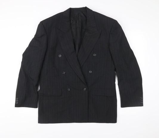 Marks & Spencer Men’s Grey Pinstripe 40R Wool Blend Double-Breasted Blazer
