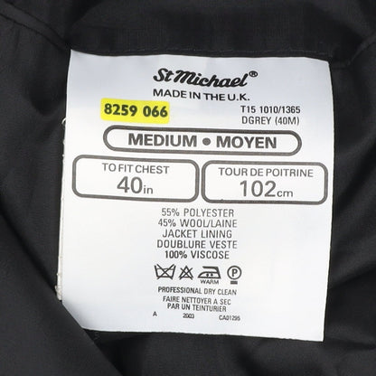 Marks & Spencer Men’s Grey Pinstripe 40R Wool Blend Double-Breasted Blazer