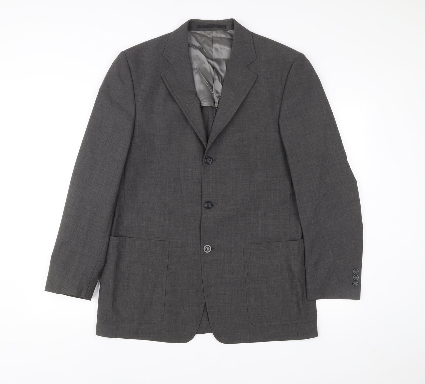 Tom English Mens Grey Wool Blend Blazer Jacket Size 40 Regular