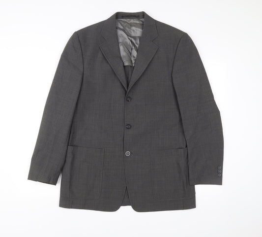 Tom English Mens Grey Wool Blend Blazer Jacket Size 40 Regular