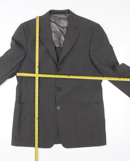 Tom English Mens Grey Wool Blend Blazer Jacket Size 40 Regular