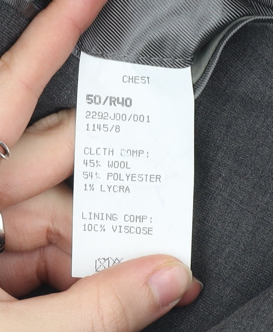 Tom English Mens Grey Wool Blend Blazer Jacket Size 40 Regular