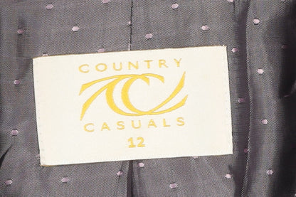 Country Casuals Womens Grey Pinstripe Wool Blazer Size 12 Single-Breasted