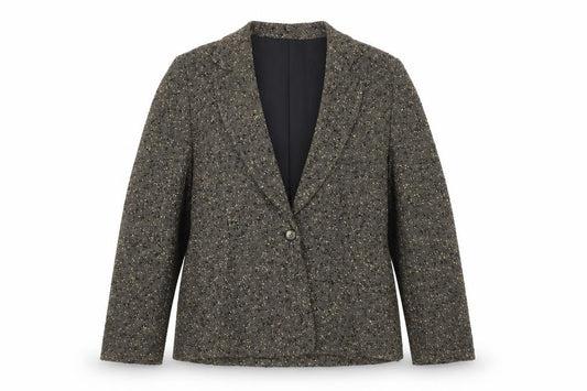 Grace Collection Womens Brown Tweed Wool Blend Blazer Jacket Size 12