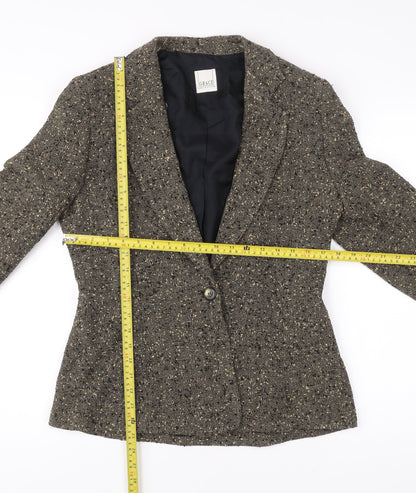 Grace Collection Womens Brown Tweed Wool Blend Blazer Jacket Size 12
