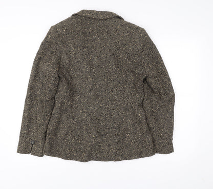 Grace Collection Womens Brown Tweed Wool Blend Blazer Jacket Size 12