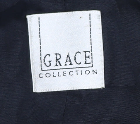 Grace Collection Womens Brown Tweed Wool Blend Blazer Jacket Size 12