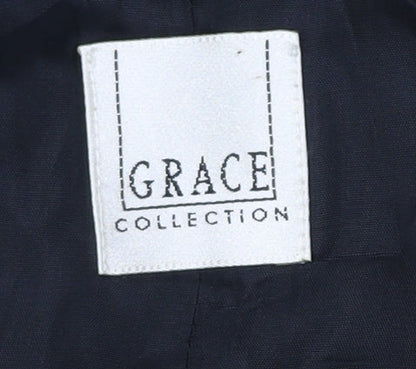 Grace Collection Womens Brown Tweed Wool Blend Blazer Jacket Size 12