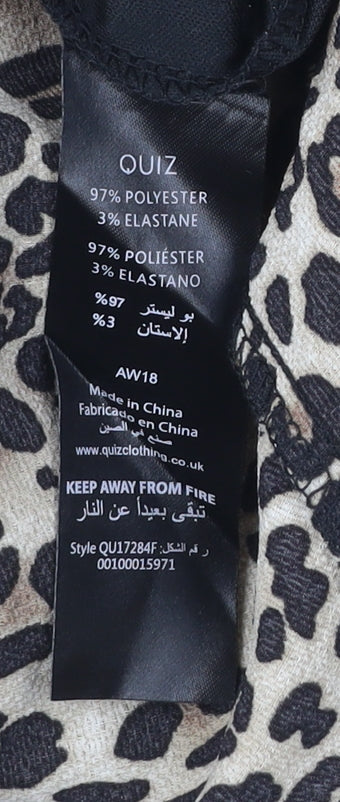 Quiz Women’s Brown Leopard Print V-Neck Playsuit Size 10