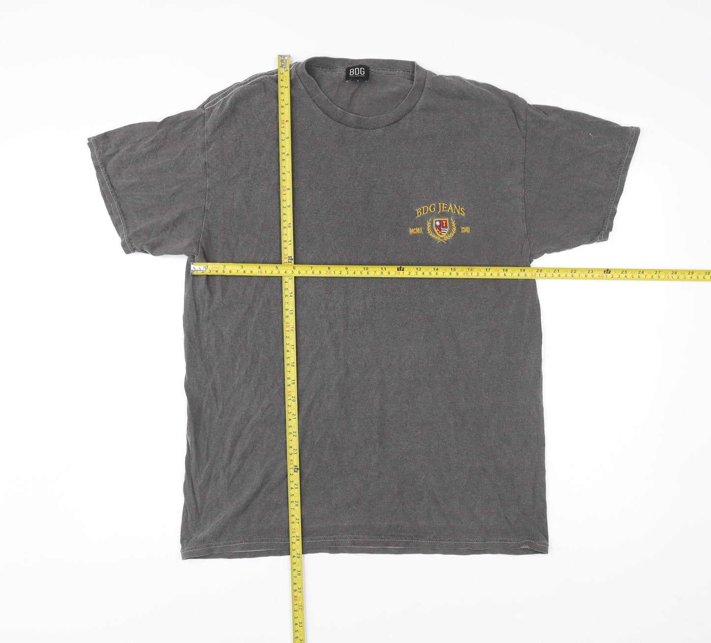 BDG Urban Outfitters Men's Grey Small Embroidered College T-Shirt
