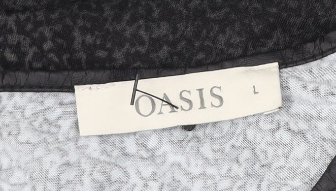 Womens UK Size L Oasis Black Basic Blouse