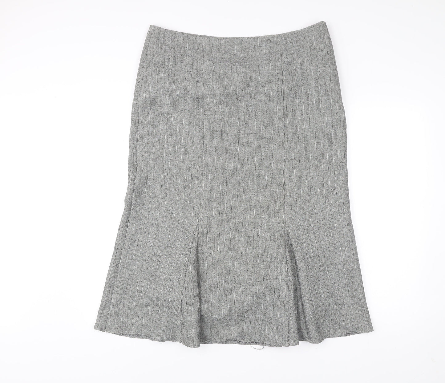 Amaranto Women’s Grey Tweed Herringbone Trumpet Skirt Size 18