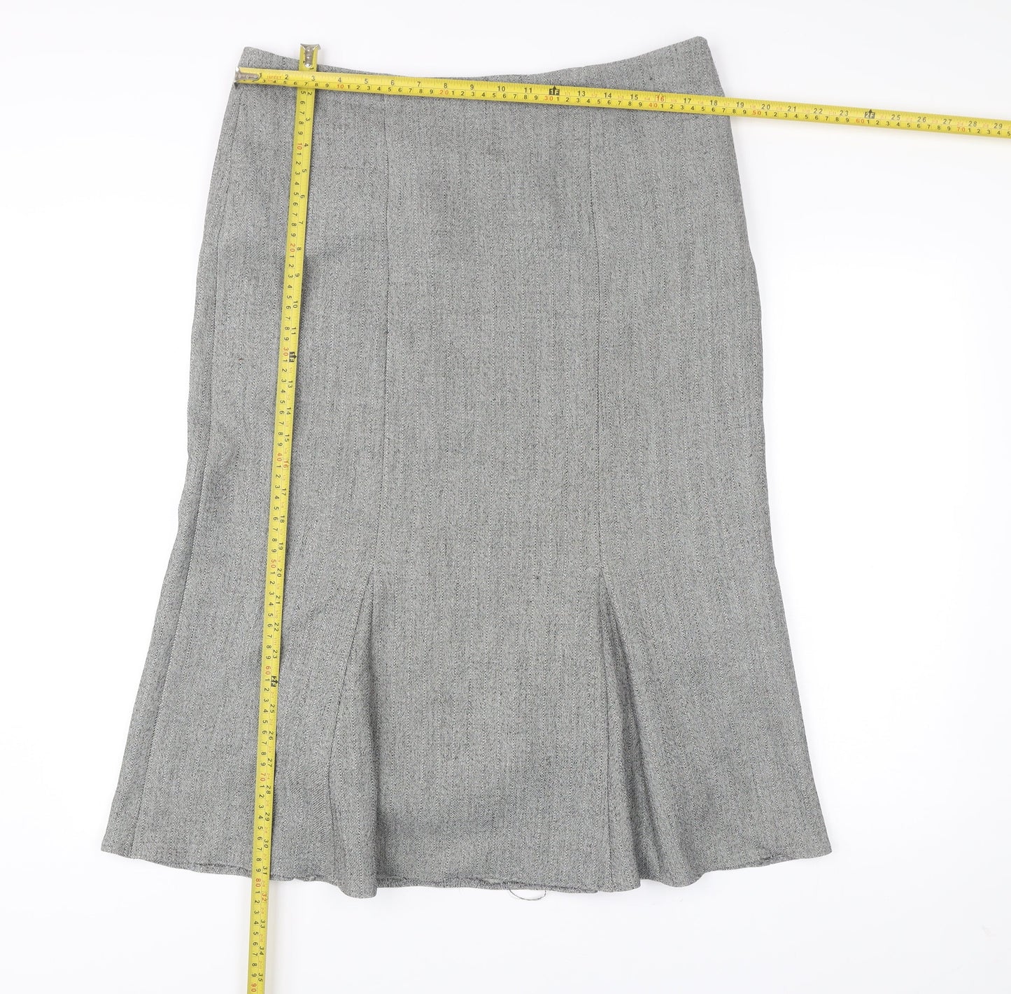 Amaranto Women’s Grey Tweed Herringbone Trumpet Skirt Size 18