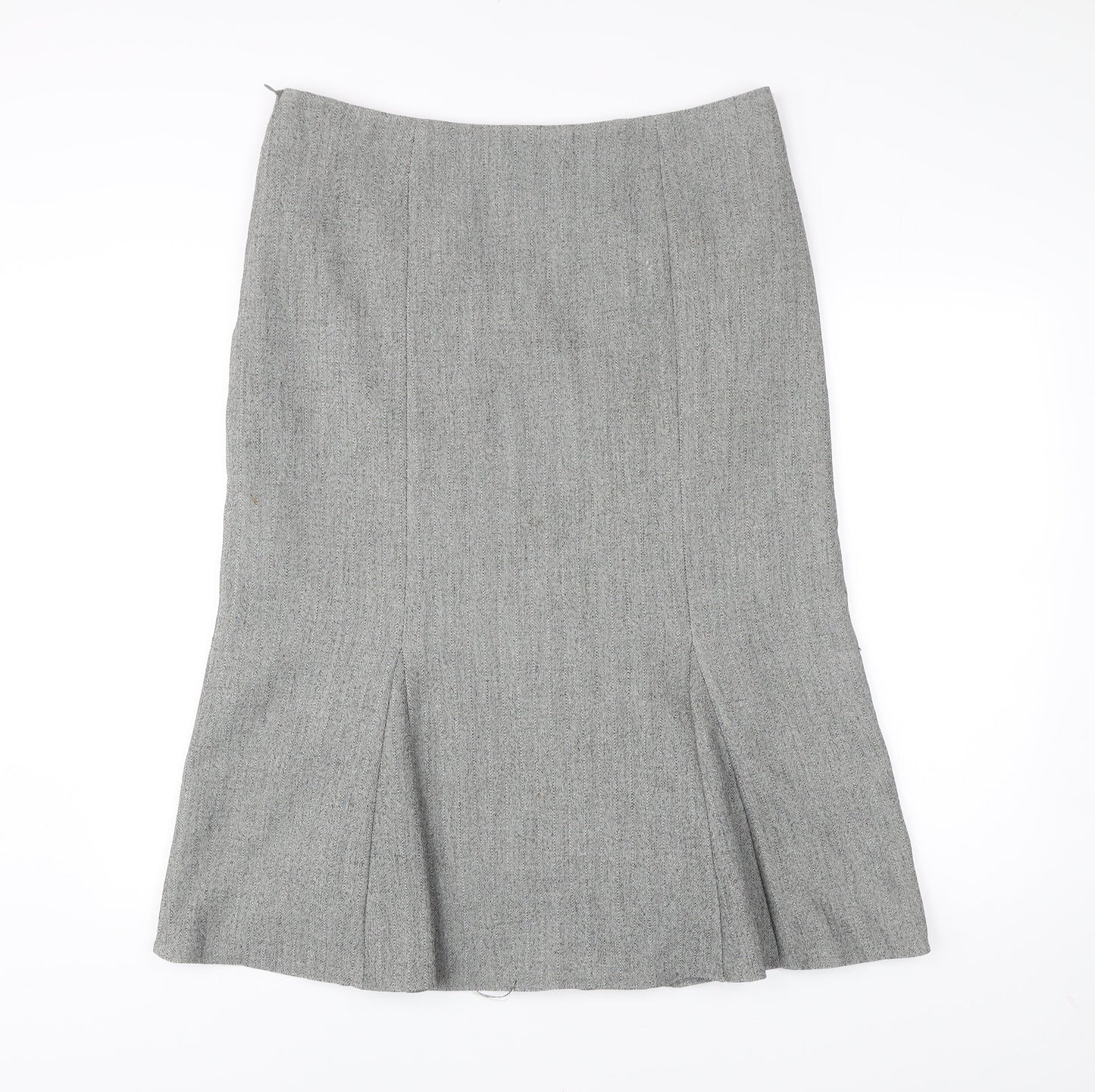 Amaranto Women’s Grey Tweed Herringbone Trumpet Skirt Size 18