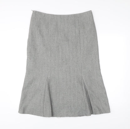 Amaranto Women’s Grey Tweed Herringbone Trumpet Skirt Size 18