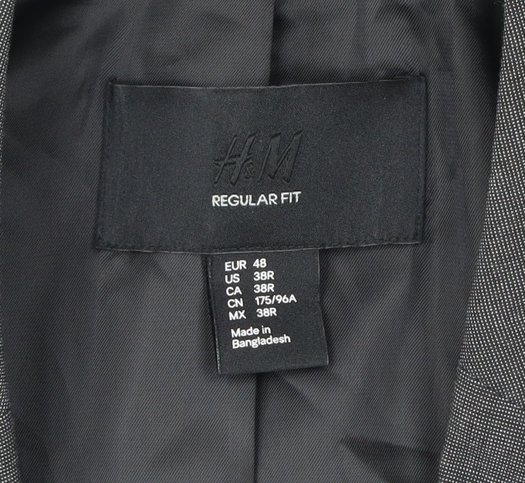 Mens UK Size 38 H&M Regular Grey Suit Jacket