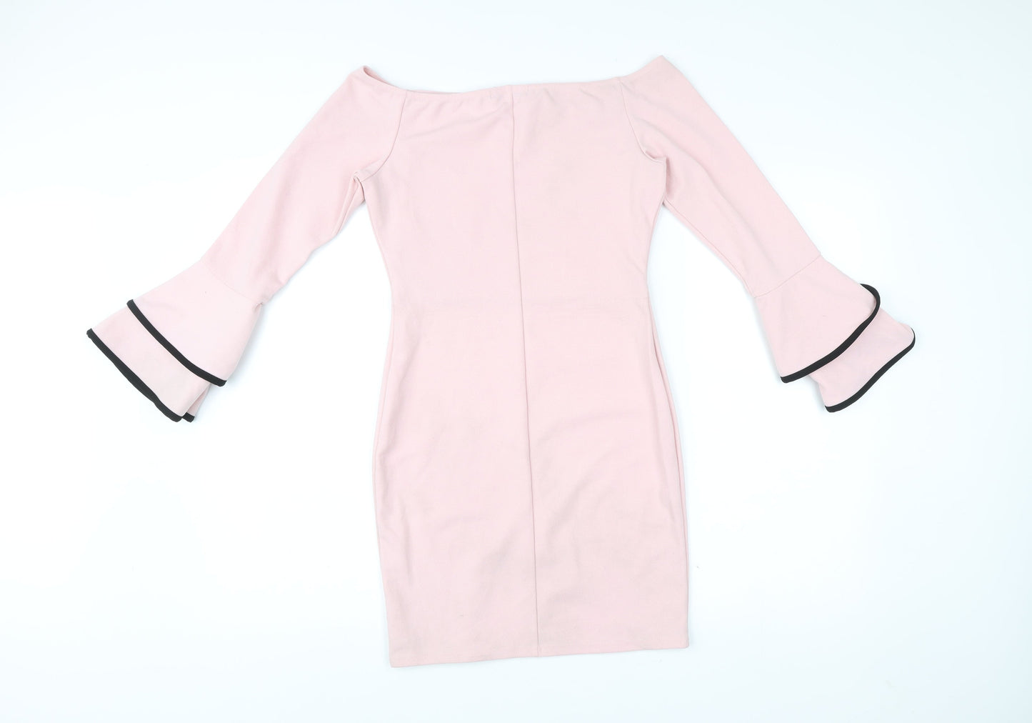 Quiz Women’s Pink Off Shoulder Bodycon Dress Size 10 Flared Sleeve