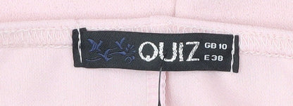 Quiz Women’s Pink Off Shoulder Bodycon Dress Size 10 Flared Sleeve