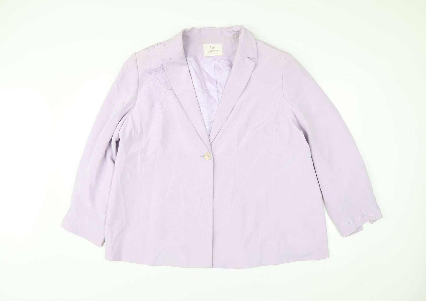 Ann Harvey Womens Purple Silk Plus Size 22 Single Breasted Suit Jacket