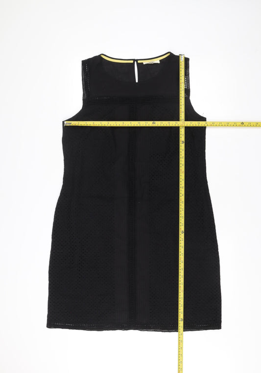 White Stuff Women Black Size 14 Shift Sleeveless Cotton Dress