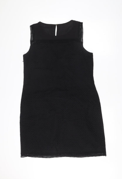 White Stuff Women Black Size 14 Shift Sleeveless Cotton Dress
