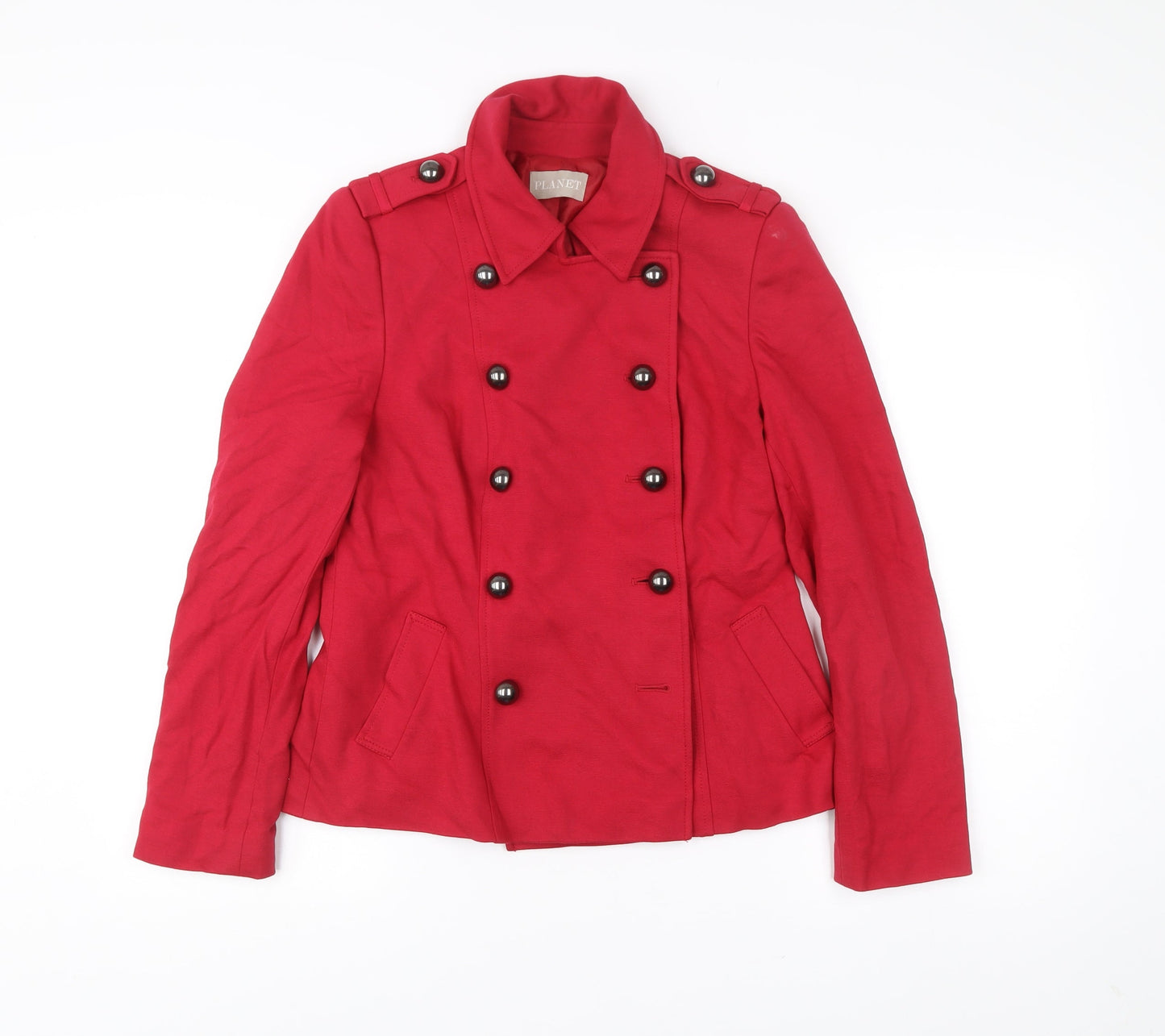 Womens UK Size 8 Planet Red Pea Coat