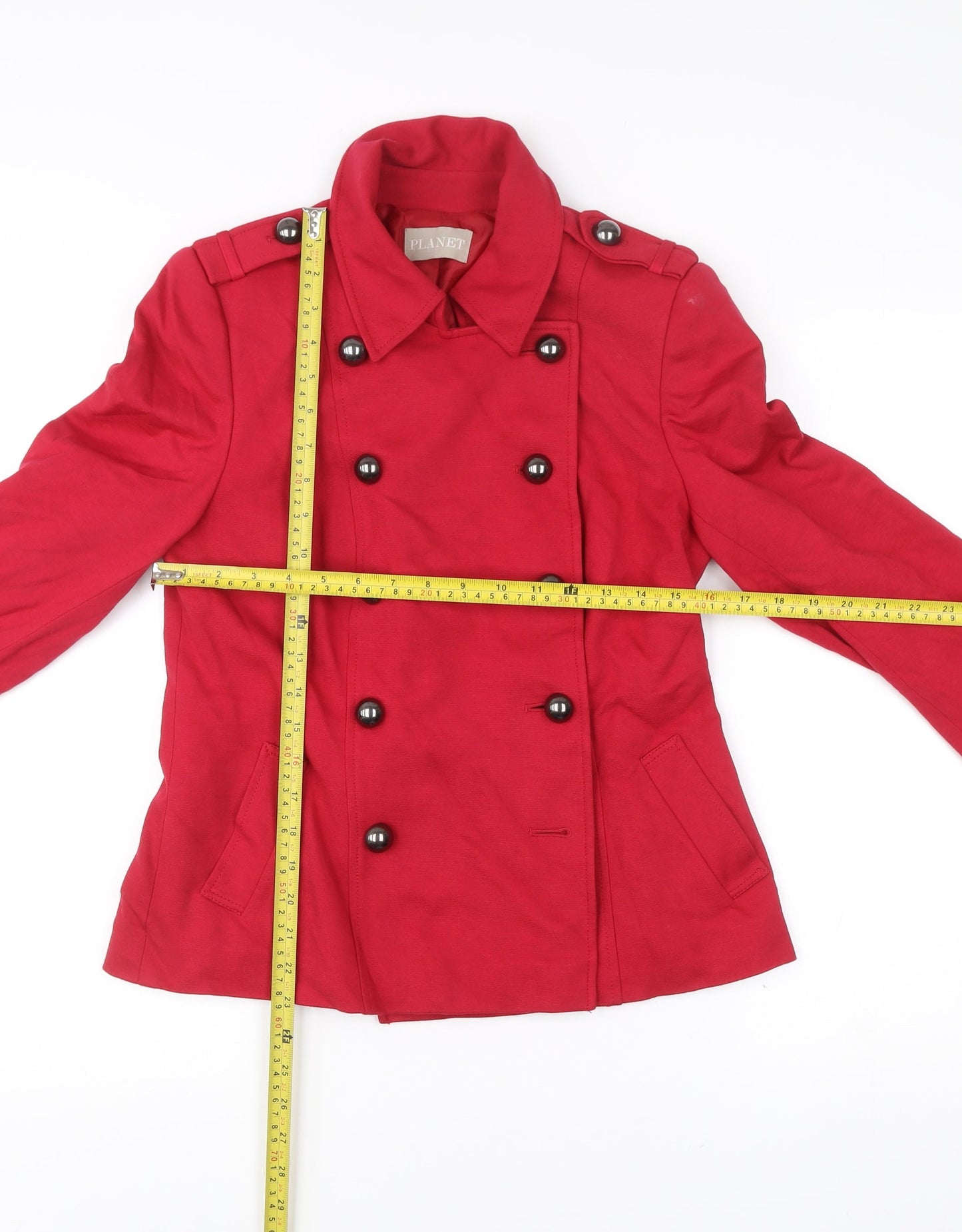 Womens UK Size 8 Planet Red Pea Coat