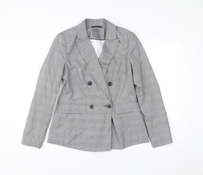 Principles Women Grey Check Double-Breasted Suit Jacket Size 10