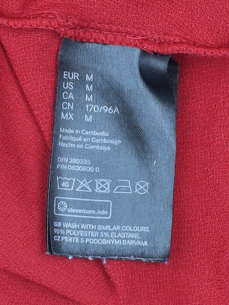 H&M Women Red Wrap Dress M Long Sleeve Ruched Party Cocktail