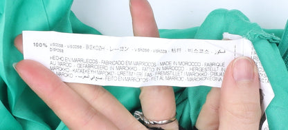 Zara Women Green Halter Wide-Leg Sleeveless Jumpsuit Size S