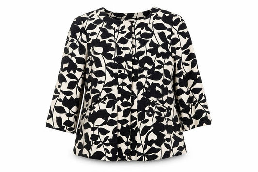 Hallhuber Women’s Black Floral Blazer Jacket UK 12 Cotton
