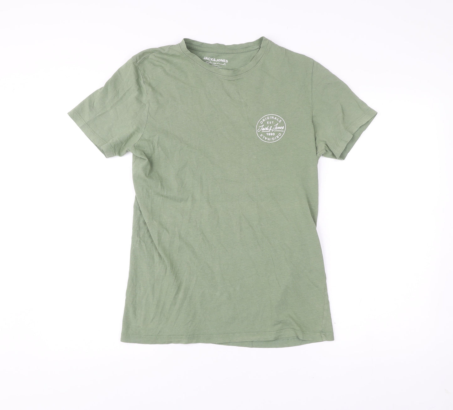 Jack & Jones Men’s Green Small Crew Neck Cotton T-Shirt