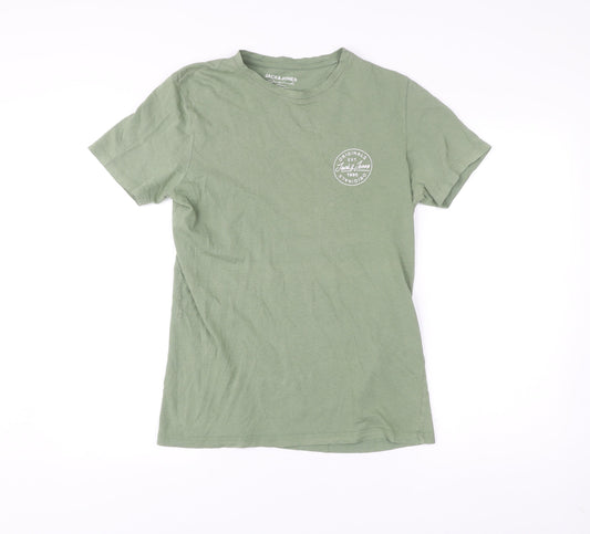 Jack & Jones Men’s Green Small Crew Neck Cotton T-Shirt