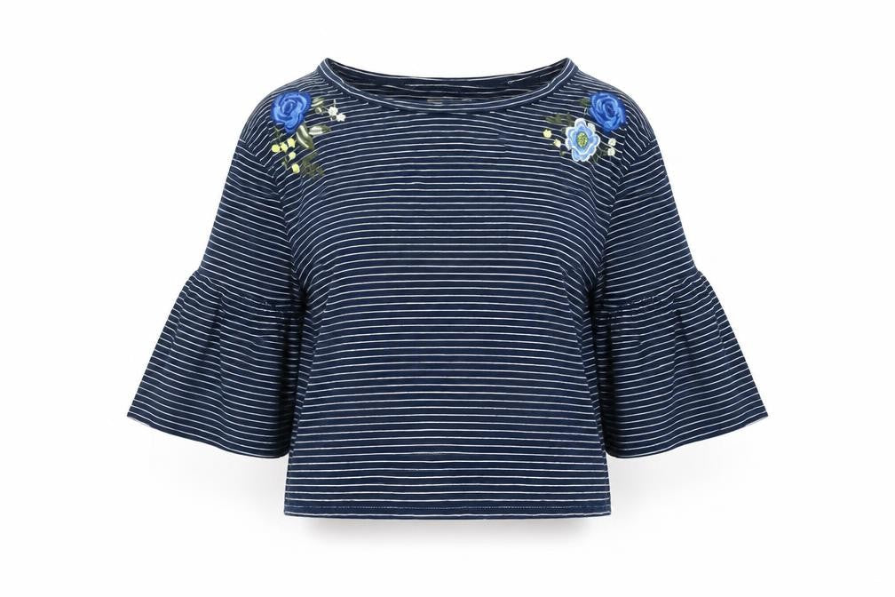 Womens UK Size S Hollister Blue Cropped Blouse