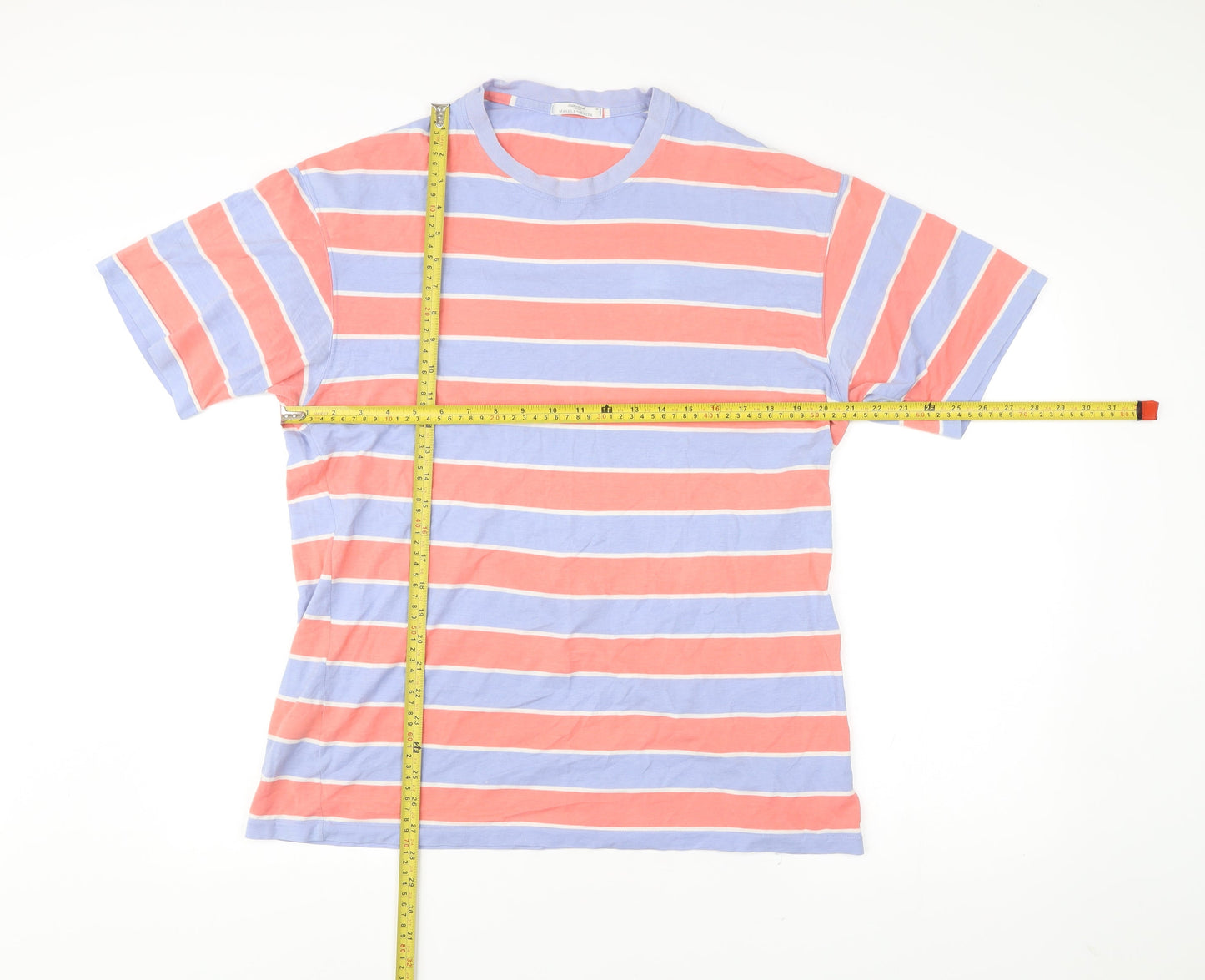 Marks and Spencer Mens Multicoloured Striped Cotton T-Shirt M