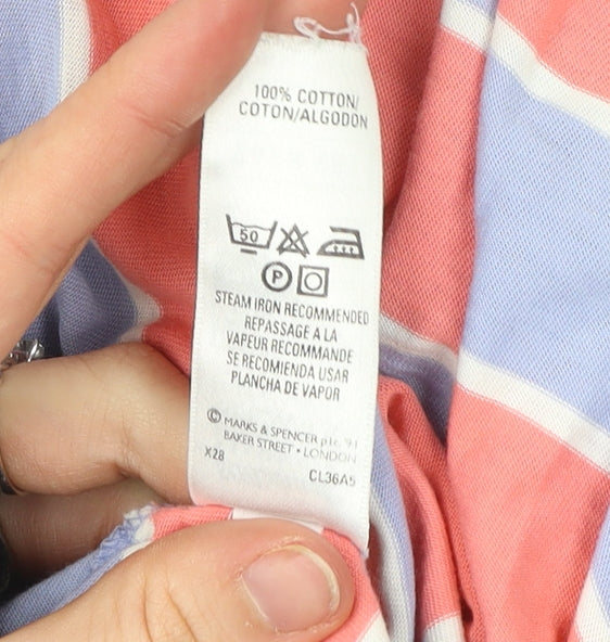 Marks and Spencer Mens Multicoloured Striped Cotton T-Shirt M