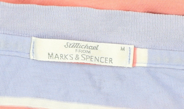 Marks and Spencer Mens Multicoloured Striped Cotton T-Shirt M