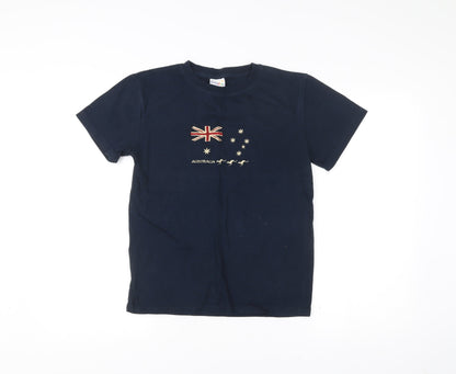 Purely Kids Boys Blue T-Shirt Size 14 Years Australian Flag Embroidered