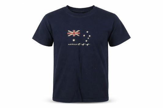 Purely Kids Boys Blue T-Shirt Size 14 Years Australian Flag Embroidered