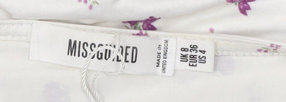Missguided Women’s White Floral Strapless Bodycon Midi Dress Size 8