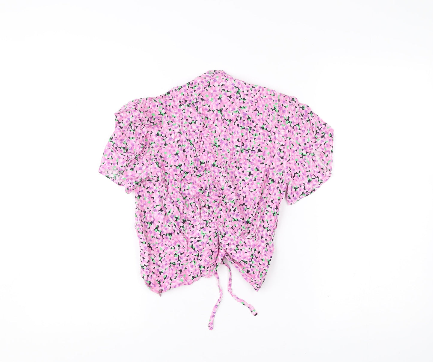 Womens UK Size XS Zara Pink Cropped Blouse