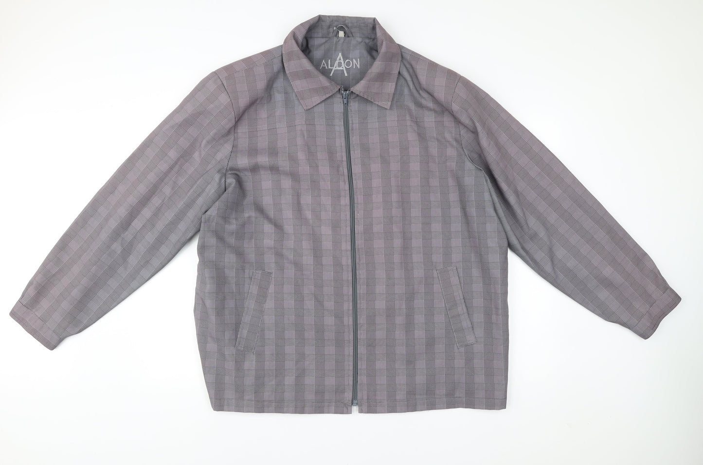 Alaon Men's Grey Checked Mid-Length Zip Jacket XL