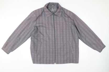 Alaon Men's Grey Checked Mid-Length Zip Jacket XL